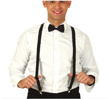 Carnaval verkleed bretels - pailletten zwart - volwassenen/heren/dames