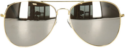 Carnaval verkleed bril - Piloten/Politie bril met spiegelglazen - volwassenen