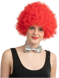 Carnaval verkleed Clownspruik - met krulletjes - rood - volwassenen
