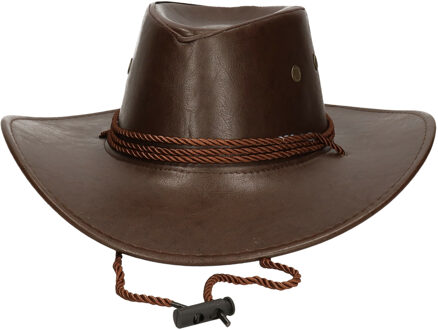 Carnaval verkleed Cowboy hoed Nevada - bruin lederlook - voor volwassenen - Western thema