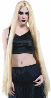 Carnaval verkleed dames pruik - Extreem lang haar - blond - heksenpruik