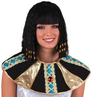 Carnaval verkleed Damespruik Cleopatra - zwart - met kraaltjes