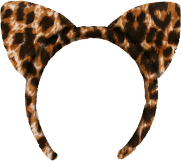 Carnaval verkleed diadeem met grote panter oren - voor dames - foute/panter party Bruin
