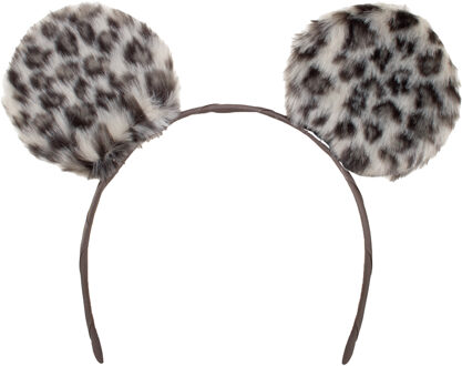 Carnaval verkleed diadeem met grote pluis panter oren - voor dames - foute/panter party