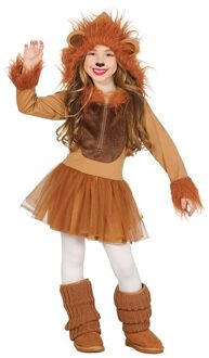 Carnaval verkleed dierenpak - leeuw - verkleedjurkje voor meisjes Bruin