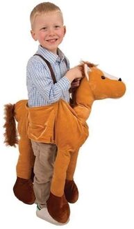 Carnaval verkleed dierenpak Paarden instap kostuum - voor kinderen - bruin - One size