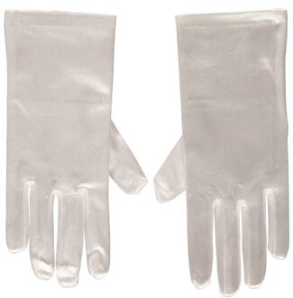 Carnaval verkleed gala handschoenen - kort - wit satijn - one size - Dames