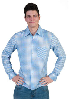 Carnaval verkleed geruite blouse - heren - blauw - Oktoberfest/cowboy