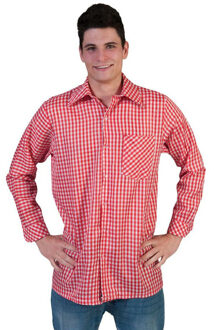 Carnaval verkleed geruite blouse - heren - rood - Oktoberfest/cowboy
