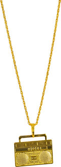 Carnaval verkleed ghettoblaster/radio ketting/sieraad - goud - kunststof - pooier/gangster