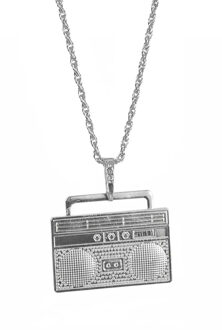 Carnaval verkleed ghettoblaster/radio ketting/sieraad - zilver - kunststof - pooier/gangster