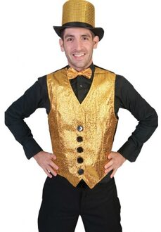 Carnaval verkleed gilet voor heren - goud voor/zwart achter - polyester Goudkleurig