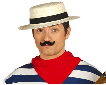 Carnaval verkleed Gondoliers Lou Bandy hoed - stro - volwassenen - Met band