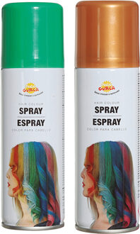 Carnaval verkleed haar verf/spray - groen en goud - spuitbus - 125 ml