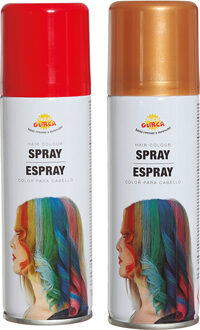 Carnaval verkleed haar verf/spray - rood en goud - spuitbus - 125 ml