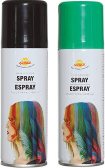 Carnaval verkleed haar verf/spray - zwart en groen - spuitbus - 125 ml