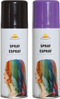 Carnaval verkleed haar verf/spray - zwart en paars - spuitbus - 125 ml
