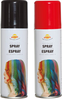 Carnaval verkleed haar verf/spray - zwart en rood - spuitbus - 125 ml
