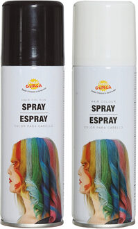 Carnaval verkleed haar verf/spray - zwart en wit - spuitbus - 125 ml