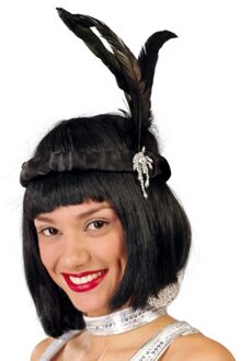 Carnaval verkleed haarband - Charleston twenties hoofdband - zwart - voor dames