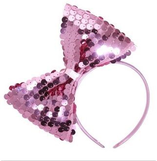 Carnaval verkleed haarband met strik - dames - roze - pailletten glimmers