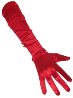 Carnaval verkleed handschoenen - dames - gala - rood - satijn - 48 cm