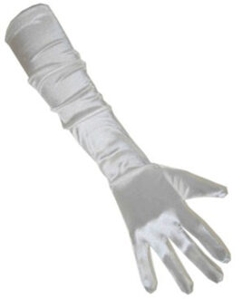 Carnaval verkleed handschoenen - dames - gala - wit - satijn - 48 cm