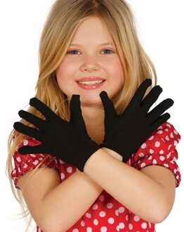 Carnaval verkleed handschoenen voor kinderen - zwart - kostuum accessoires