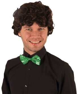 Carnaval verkleed herenpruik - bruin - oude man - krullen - kort haar