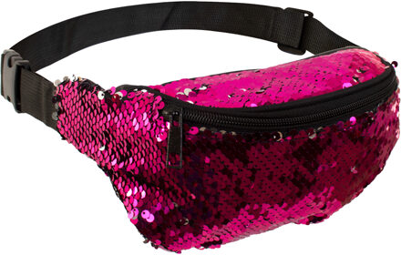 Carnaval verkleed Heuptasje - glitter pailletten - roze - volwassenen - foute party