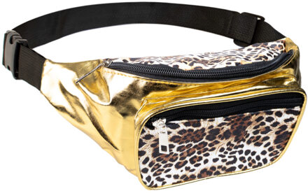 Carnaval verkleed Heuptasje - panter print - goud
