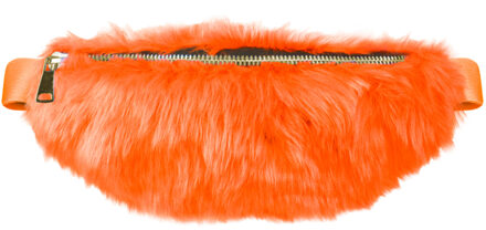 Carnaval verkleed Heuptasje - plush neon - oranje - volwassenen - foute party / 80's / 90's