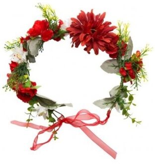 Carnaval verkleed Hippie/flower power verkleed bloemen hoofdband - multi kleuren - kunststof