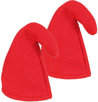 Carnaval verkleed hoed Kabouter/dwerg - 2x - puntmuts - rood - volwassenen