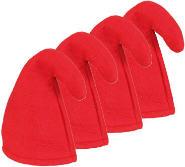 Carnaval verkleed hoed Kabouter/dwerg - 4x - puntmuts - rood - volwassenen