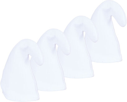 Carnaval verkleed hoed Kabouter/dwerg - 4x - puntmuts - wit - volwassenen