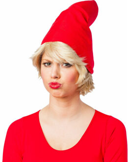 Carnaval verkleed hoed Kabouter - puntmuts - rood - volwassene - Verkleedhoofddeksels