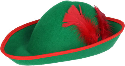 carnaval verkleed hoed - Robin Hood - groen - heren - met veertje