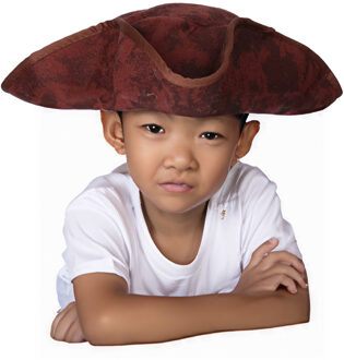 Carnaval verkleed hoed voor een Piraat - bruin - polyester - kinderen