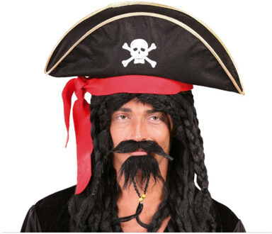 Carnaval verkleed hoed voor een Piraat - zwart - polyester - heren/dames