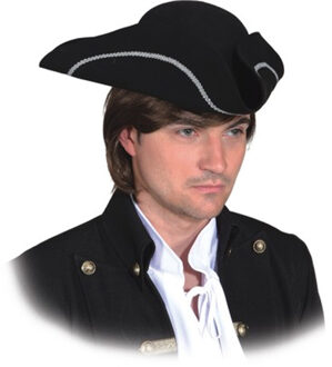 Carnaval verkleed hoed voor een Piraat - zwart/zilver - heren