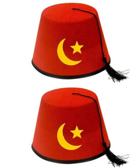 Carnaval verkleed hoedje - 4x stuks - Fez - rood - Marokkaans - Turks - Arabisch - volwassenen