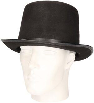 Carnaval verkleed hoge hoed - zwart - satijn look - volwassenen