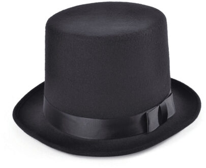 Carnaval verkleed Hoge hoed - zwart - wol vilt - voor volwassenen - Engelsman/gentleman