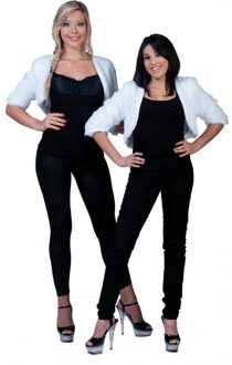 Carnaval verkleed jasje - Bolero model - dames - wit - Pluizerig - One size maat M - S/M