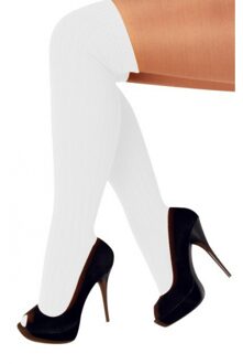 Carnaval verkleed kniekousen/lange sokken - wit - maat 41-47 - volwassenen - kleding