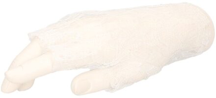 Carnaval verkleed korte kanten handschoenen voor dames - wit - M/XL - polyester