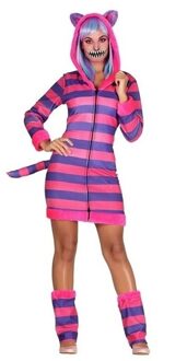 Carnaval verkleed kostuum kat/poes - gestreept - dames - dierenpakken - 3 delig - S/M;;