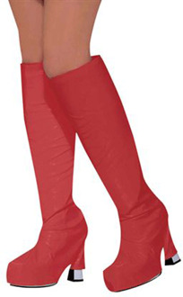 carnaval verkleed laars hoezen - rood - polyester - Dames - Eighties