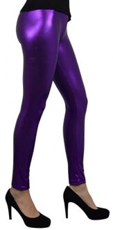 Carnaval verkleed legging dames - Metallic paars - aansluitend 36/38 (S/M)